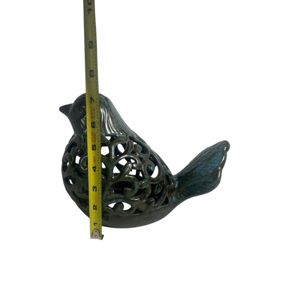 Ceramic Bird Potpourri Fragrance Sachet Holder Blue Green Crackle Glaze 7” Tall - Picture 5 of 9